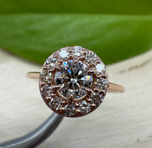 Load image into Gallery viewer, Halo ring in 14 ct. rose gold with 0,83 ct. natural diamonds