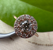 Load image into Gallery viewer, Halo ring in 14 ct. rose gold with 0,83 ct. natural diamonds