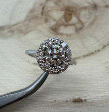 Load image into Gallery viewer, Halo ring in 14 ct. white gold holding 0,96 tcw. natural diamonds