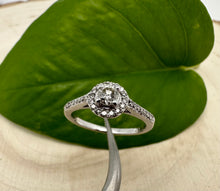 Load image into Gallery viewer, Halo ring in 14 ct. white gold with 0,44 tcw. diamonds
