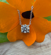 Load image into Gallery viewer, Necklace in 14 ct. white gold holding one 0,50 ct. natural diamond