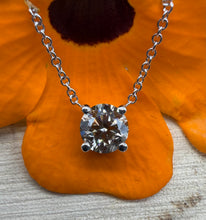 Load image into Gallery viewer, 14 ct. white gold necklace with one 0,50 ct. natural diamond