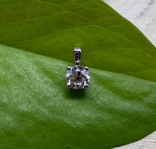 Load image into Gallery viewer, Pendant in 14 ct. white gold holding one 0,50 ct. natural diamond
