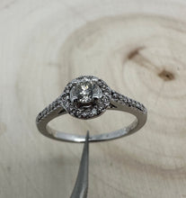 Load image into Gallery viewer, Halo ring in 14 ct. white gold with 0,44 tcw. diamonds