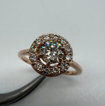 Load image into Gallery viewer, Halo ring in 14 ct. rose gold with 0,83 ct. natural diamonds