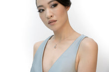 Load image into Gallery viewer, White gold chain with a stunning teardrop-shaped yellow-brown diamond