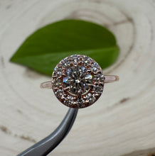 Load image into Gallery viewer, Halo ring in 14 ct. rose gold with 0,83 ct. natural diamonds
