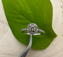 Load image into Gallery viewer, Halo ring in 14 ct. white gold with 0,48 tcw. diamonds
