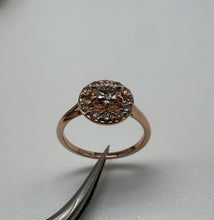 Load image into Gallery viewer, Halo ring in 14 ct. rose gold with 0,83 ct. natural diamonds
