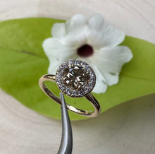 Load image into Gallery viewer, Halo ring in 14 ct. gold with 0,69 tcw. natural diamonds
