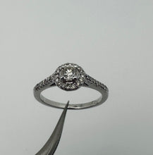 Load image into Gallery viewer, Halo ring in 14 ct. white gold with 0,44 tcw. diamonds
