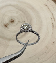 Load image into Gallery viewer, Halo ring in 14 ct. white gold with 0,48 tcw. diamonds
