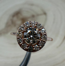 Load image into Gallery viewer, Halo ring in 14 ct. rose gold with 0,83 ct. natural diamonds
