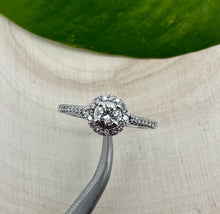 Load image into Gallery viewer, Halo ring in 14 ct. white gold with 0,44 tcw. diamonds
